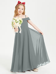 Off-the-Shoulder Dresses for Stylish Junior Bridesmaids Steel Grey