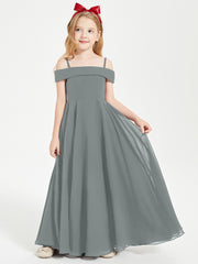 Off-the-Shoulder Dresses for Stylish Junior Bridesmaids Steel Grey