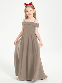 Off-the-Shoulder Dresses for Stylish Junior Bridesmaids Taupe