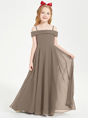 Off-the-Shoulder Dresses for Stylish Junior Bridesmaids Taupe