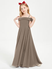 Off-the-Shoulder Dresses for Stylish Junior Bridesmaids Taupe