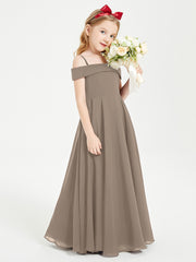 Off-the-Shoulder Dresses for Stylish Junior Bridesmaids Taupe