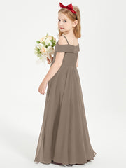 Off-the-Shoulder Dresses for Stylish Junior Bridesmaids Taupe