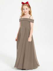 Off-the-Shoulder Dresses for Stylish Junior Bridesmaids Taupe