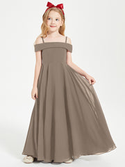 Off-the-Shoulder Dresses for Stylish Junior Bridesmaids Taupe