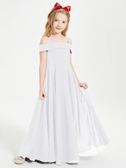 Off-the-Shoulder Dresses for Stylish Junior Bridesmaids White