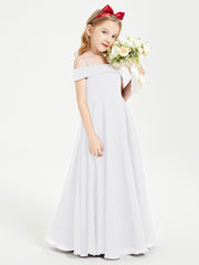 Off-the-Shoulder Dresses for Stylish Junior Bridesmaids White
