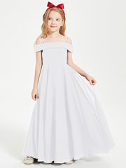 Off-the-Shoulder Dresses for Stylish Junior Bridesmaids White
