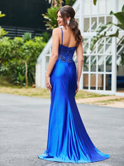 Glittering Sequins Trumpet/Mermaid Spaghetti Straps Dress Royal Blue