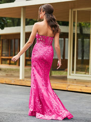 Bow-Front Lace-Embellished Trumpet/Mermaid Gown Fuchsia