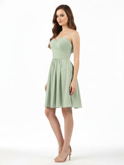 Sweetheart Neck Short Chiffon Dresses Dusty Sage Plus Size