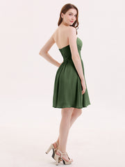 Sweetheart Neck Short Chiffon Dresses Olive Green