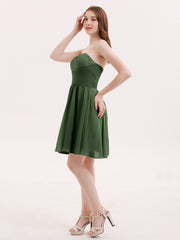 Sweetheart Neck Short Chiffon Dresses Olive Green