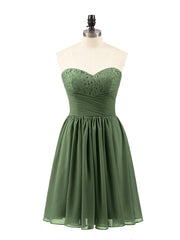 Sweetheart Neck Short Chiffon Dresses Olive Green