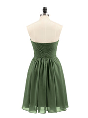 Sweetheart Neck Short Chiffon Dresses Olive Green