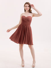 Sweetheart Neck Short Chiffon Dresses Terracotta