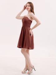 Sweetheart Neck Short Chiffon Dresses Terracotta