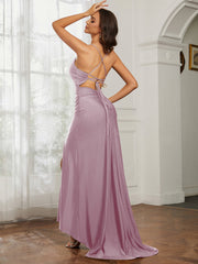 Sweetheart Rhinestone Sheath Dress With Slit Dusk Plus Size