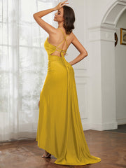 Sweetheart Rhinestone Sheath Dress With Slit Marigold Plus Size