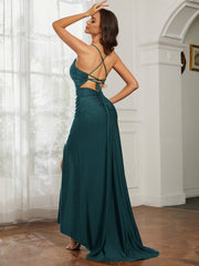 Sweetheart Rhinestone Sheath Dress With Slit Peacock Plus Size