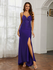 Sweetheart Rhinestone Sheath Dress With Slit Regency