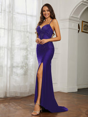 Sweetheart Rhinestone Sheath Dress With Slit Regency