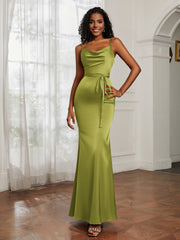 Satin Cowl Neck Mermaid Dress Clover