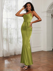 Satin Cowl Neck Mermaid Dress Clover