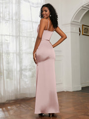 Satin Cowl Neck Mermaid Dress Dusty Rose Plus Size