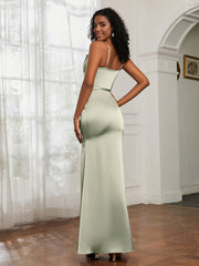 Satin Cowl Neck Mermaid Dress Dusty Sage Plus Size