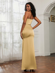 Satin Cowl Neck Mermaid Dress Gold Plus Size
