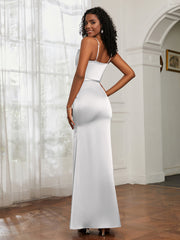 Satin Cowl Neck Mermaid Dress Ivory Plus Size