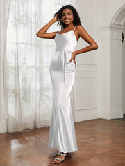 Satin Cowl Neck Mermaid Dress Ivory