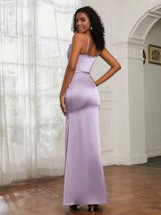 Satin Cowl Neck Mermaid Dress Lilac Plus Size