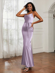 Satin Cowl Neck Mermaid Dress Lilac Plus Size