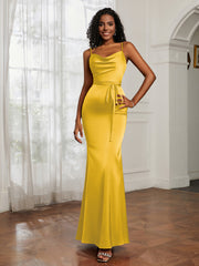 Satin Cowl Neck Mermaid Dress Marigold Plus Size