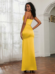 Satin Cowl Neck Mermaid Dress Marigold Plus Size