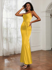 Satin Cowl Neck Mermaid Dress Marigold Plus Size