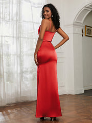 Satin Cowl Neck Mermaid Dress Red Plus Size
