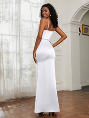 Satin Cowl Neck Mermaid Dress White