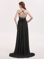 Beaded Waist Jersey Dress with Slit Plum