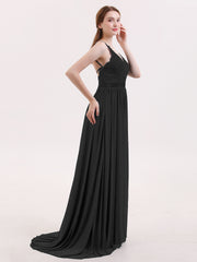 Beaded Waist Jersey Dress with Slit Plum