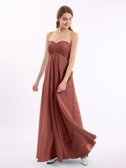 Empire Cross-pleated Chiffon Gown with Sweetheart Neck Terracotta