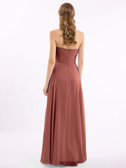 Empire Cross-pleated Chiffon Gown with Sweetheart Neck Terracotta