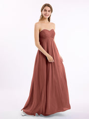 Empire Cross-pleated Chiffon Gown with Sweetheart Neck Terracotta