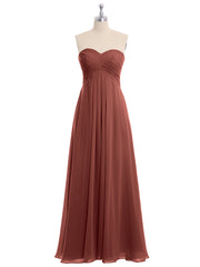 Empire Cross-pleated Chiffon Gown with Sweetheart Neck Terracotta