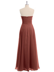 Empire Cross-pleated Chiffon Gown with Sweetheart Neck Terracotta