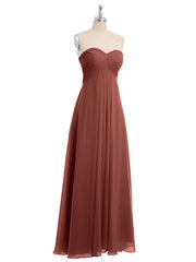 Empire Cross-pleated Chiffon Gown with Sweetheart Neck Terracotta