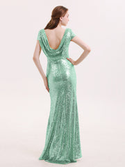 Cap Sleeves Sequins LACE Mermaid Dress Mint Green Plus Size