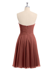 Short Chiffon Strapless Bridesmaid Dresses Terracotta